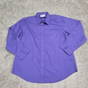 Las Olas Mens XL Purple Long Sleeve Button Down‎ Shirt Solid Chest Pocket